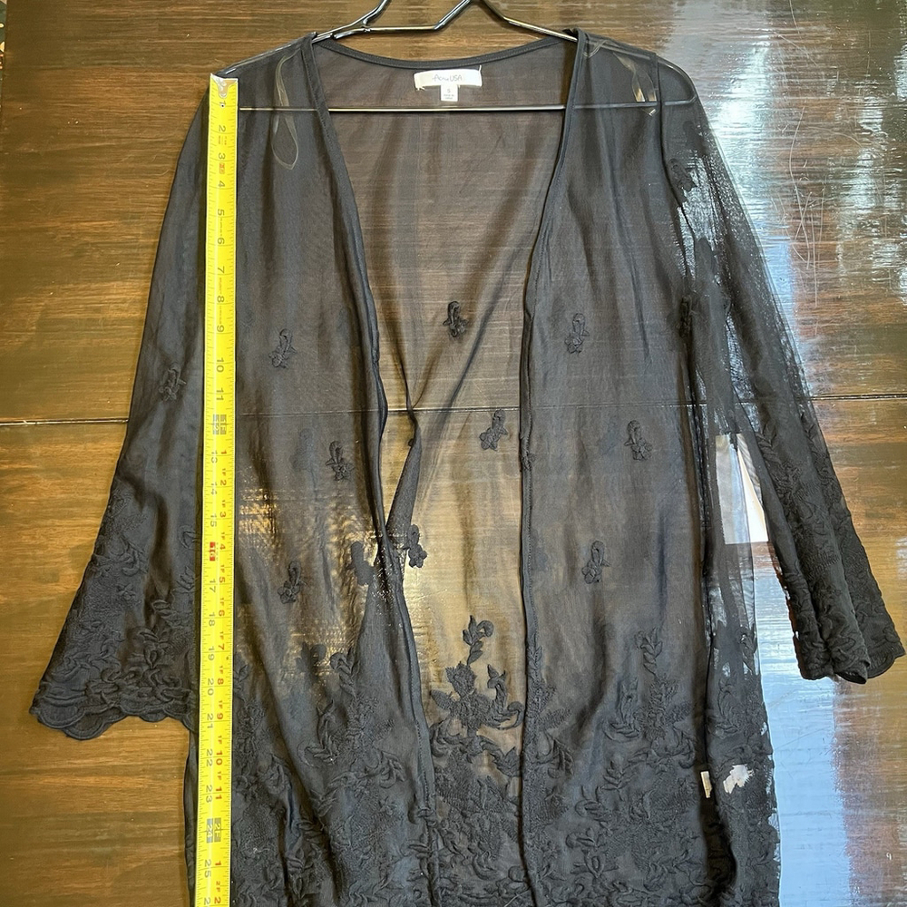 Active USA Cover Up Kimono Sheer Floral Black Woman’s Size Small NWT - Picture 11 of 15